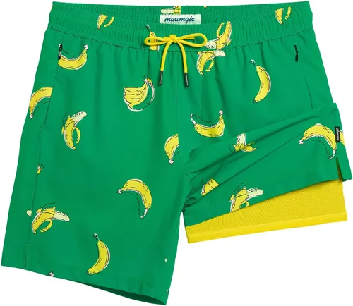 Miniatura 18 de maamgic Traje de Baño para Hombre 2 en 1, Pantalones Cortos de Natación de 17.8 cm para Hombre, Trajes de Baño, Pantalones Cortos de Tabla
