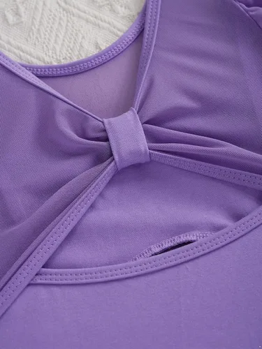 Miniatura 31 de JEATHA Leotardos de ballet para niñas, camisetas de baile, bailarina, encaje floral, con botones, entrepierna