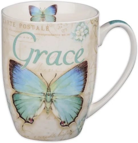Miniatura 10 de Juego de tazas de cerámica Christian Art Gifts - Mariposas (juego de 4)