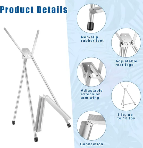 Miniatura 3 de Xinnun 12 piezas de caballete de mesa de aluminio de 15 a 21 pulgadas de alto, trípode portátil ajustable con alas de brazo de extensión y pies