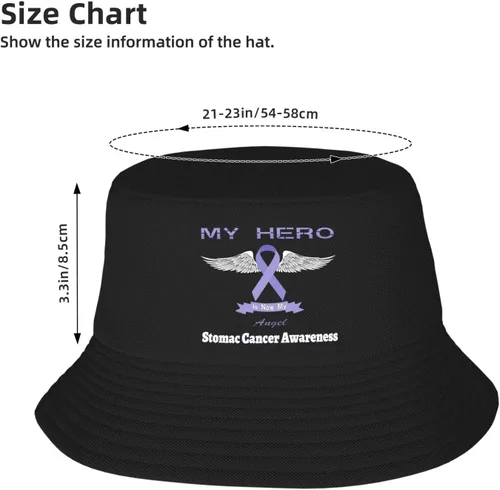 Miniatura 2 de My Hero is Now My Angel Stomac Cancer Awareness Bucket Hats Double-Woven for WomenMen Adult Fisherman's Hat Sun Cap Packable Outdoor Fisherman Hat