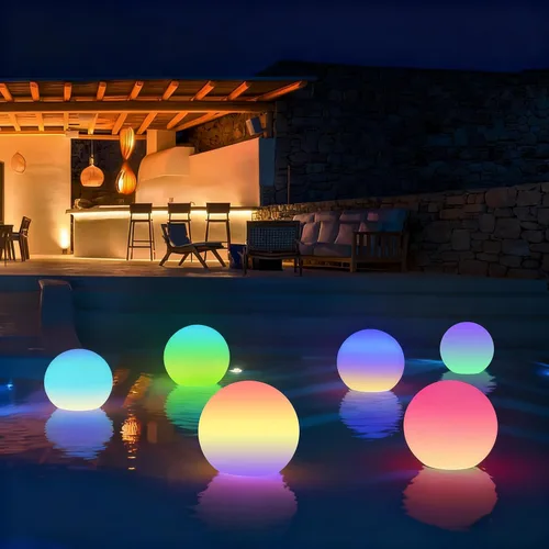 Miniatura 13 de LOFTEK Bola de luz flotante recargable para piscina, lámpara LED de 3 pulgadas, luz RGB que cambia de color para bañera de hidromasaje, luces LED