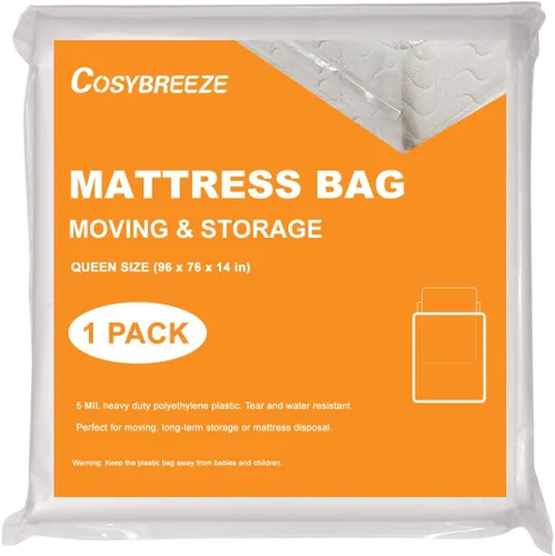 Miniatura 14 de Bolsas de plástico de 1.5 mil de grosor para almacenamiento de colchón en movimiento, tamaño individual o matrimonial, 1 paquete, protector