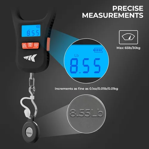 Miniatura 5 de KastKing ToughTide - Báscula de pesca con carga USB, capacidad de 65 libras, báscula digital ultrafina, pantalla LCD, mango ergonómico, básculas