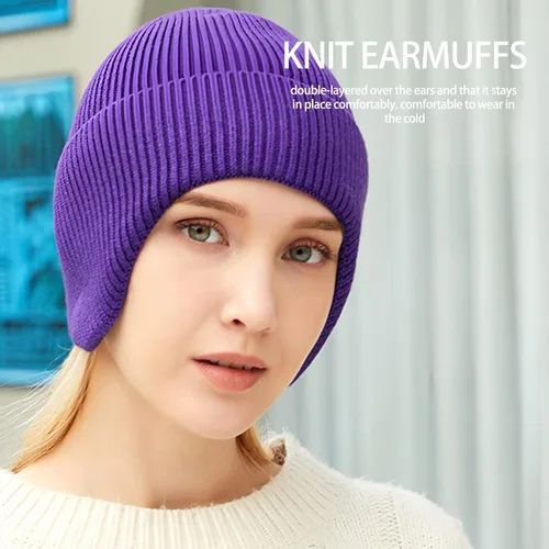 Miniatura 25 de Gorros de invierno para hombre, para exteriores, elásticos, de punto, con orejeras, resistentes al viento