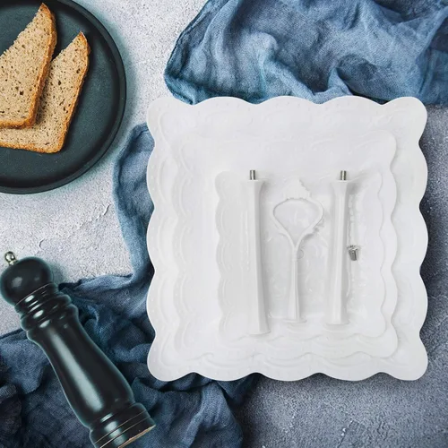 Miniatura 5 de Coitak Soporte para cupcakes de 3 niveles, soporte de plástico escalonado, bandeja cuadrada para postres para fiestas de té, cumpleaños y bodas