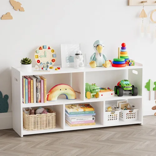 Miniatura 7 de SpaceAid Estantería de 5 Compartimentos, Librero Montessori para Niños Pequeños, Organizador de Estante de Libros de Madera, Muebles de Natural