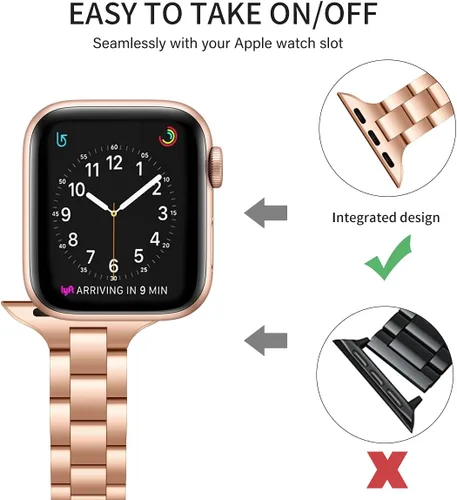 Miniatura 8 de Correa fina compatible con Apple Watch de 40mm, 38mm, 42mm, 44mm, de acero inoxidable de alta calidad de repuesto, ajustable, para iWatch Series