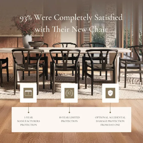 Miniatura 7 de POLY & BARK Sillas de comedor trenzadas – Sillas de comedor Wishbone modernas de mediados de siglo con brazos, estructura de madera maciza, uso