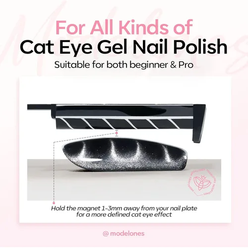 Miniatura 8 de Modelones Imán de uñas de gel de ojo de gato, herramienta magnética 8 en 1 para uñas de gel, varita magnética fuerte para arte de uñas con bola