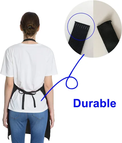 Miniatura 6 de Delantal negro con bolsillos para mujeres, hombres, adultos, chef, juego de 10 delantales de cocina a granel para cocinar, hornear, restaurante