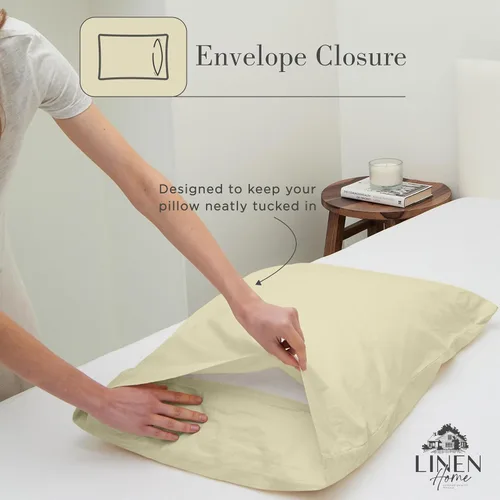 Miniatura 5 de Linen Home - Juego de sábanas estampadas mezcla de algodón percal y lyocell, prelavadas, individual, 3 piezas, 1 encimera, 1 bajera de bolsillo