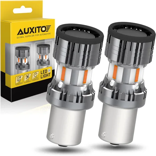 Miniatura 7 de AUXITO 2025 - Bombillas LED mejoradas 1156 para luz de señal de giro con ventilador, 4000 LM 600% súper brillantes amarillo ámbar, BA15S 1141 7506