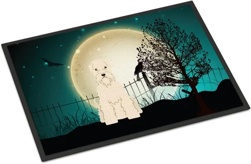 Caroline's Treasures BB2251JMAT - Tapete de Halloween con revestimiento suave de trigo Terrier de 24 x 36 pulgadas, tapete para puerta delantera,