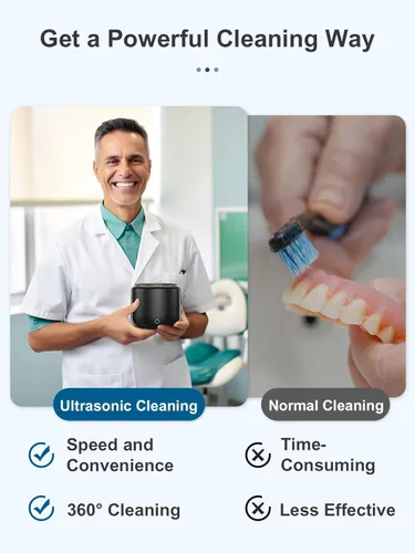 Miniatura 5 de Limpiador ultrasónico de retenedores, máquina limpiadora de retenedores de 45 kHz para dentaduras, protectores bucales, alineadores, frenos