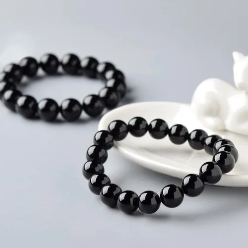 Miniatura 8 de Dczosily Pulsera de ónix natural para hombres y mujeres, hecha a mano, pulsera elástica con cuentas de ágata de cristal, joyería curativa