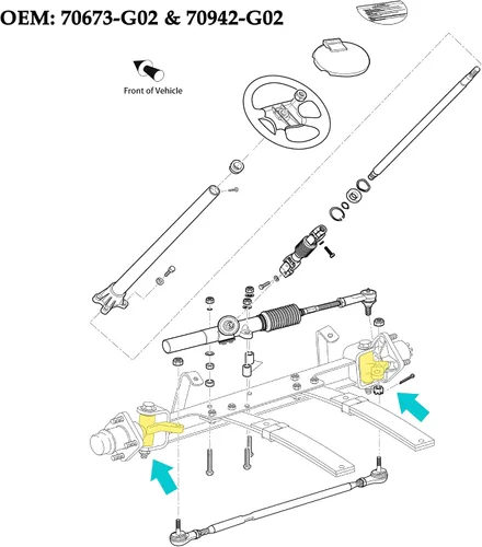 Miniatura 4 de 10L0L Conjunto de husillo de carrito de golf para EZGO TXT/PDS 2001.6-up Gas & Electric, kit de reparación de extremo delantero con lado