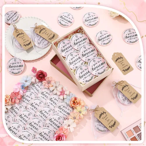 Miniatura 7 de 50 juegos de espejos compactos inspiradores de 2.76 pulgadas, regalos de agradecimiento para el Día de la Madre, pequeño bolso de bolsillo rosa