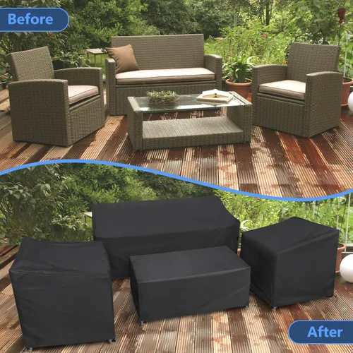 Miniatura 7 de STARTWO Fundas para Muebles de Patio, Juego de 4 Piezas de Fundas para Muebles de Exterior Resistentes e Impermeables para Sofá y Sillas de Mimbre