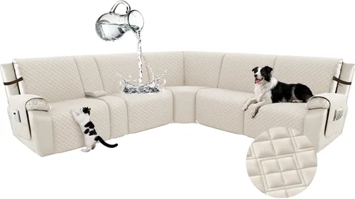 Miniatura 46 de Arfntevss Fundas para sofá seccional reclinable para sofá seccional en forma de L, funda antideslizante lavable para sofá reclinable con forma de L