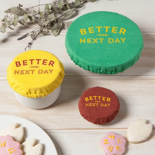 Miniatura 4 de Now Designs Better The Next Day Save It - Juego de 3 fundas reutilizables de algodón para tazones y tarros de 3.5 pulgadas, 4.5 pulgadas, 6.5