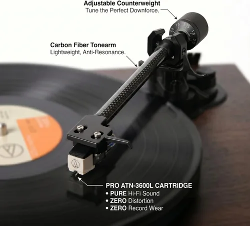 Miniatura 4 de Tocadiscos de vinilo con altavoces integrados, tocadiscos Bluetooth todo en uno para 33/45 RPM, tocadiscos de alta fidelidad para discos de vinilo