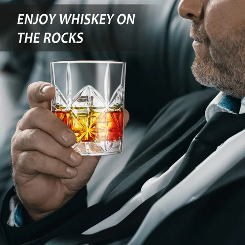 Miniatura 2 de Juego de 2 vasos de whisky, vasos de whisky de cristal de 10 onzas, regalos de bourbon de fondo grueso para hombres, vasos de rocas antiguas