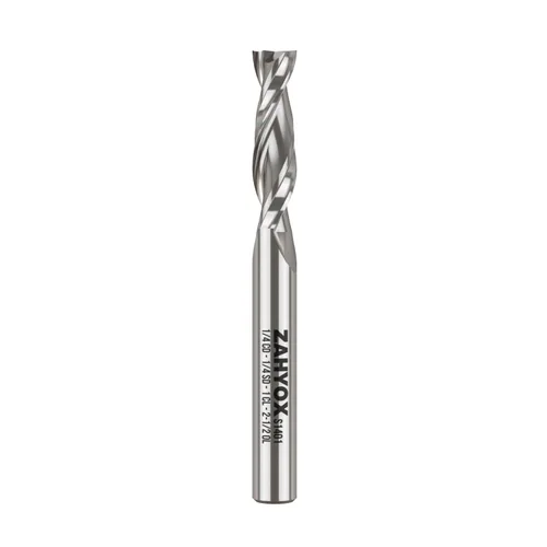 Miniatura 14 de Zahyox Broca de fresadora en espiral de vástago de 1/4 pulgadas, compresión arriba y abajo, carburo sólido, fresadora CNC recta para madera, 1/4