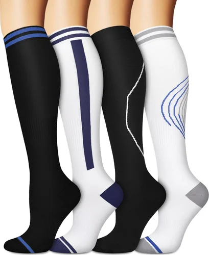 Miniatura 33 de Calcetines de compresión para mujeres y hombres circulación (3 pares) son el mejor apoyo para correr, atletismo, ciclismo, senderismo 01 Negro