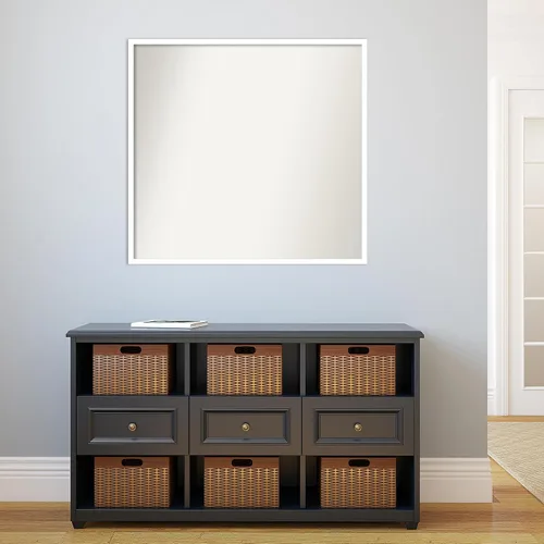 Miniatura 1089 de Amanti Art Espejo de baño blanco para sobre el fregadero, 32 x 45 pulgadas, espejo de tocador rectangular blanco esbelto, marco de madera moderno