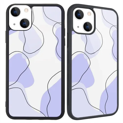 Miniatura 21 de Funda compatible con iPhone 13 para niños y mujeres, diseño divertido de cara, parte trasera dura con negro, divertido y lindo patrón de arte