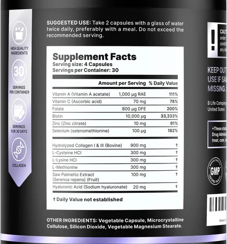 Miniatura 2 de Vitaminas para el cabello para la pérdida de cabello para mujeres – Biotina 10000 mcg – Tratamientos para el crecimiento del cabello para mujeres