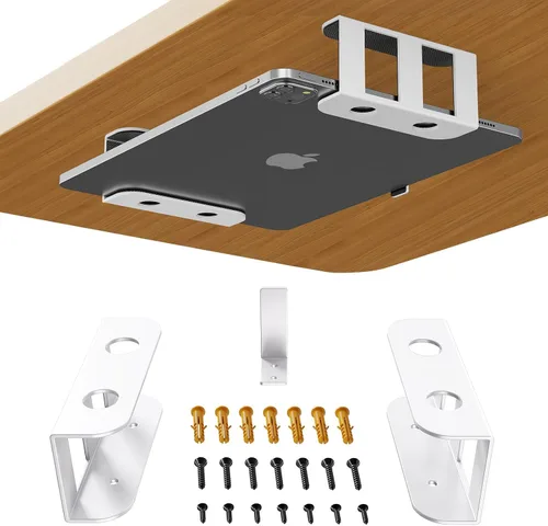 Miniatura 13 de BYMECOST Soporte de almacenamiento para portátil debajo del escritorio, soporte de metal para dispositivos bajo el escritorio, para dispositivos