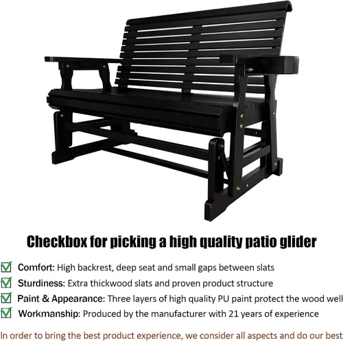 Miniatura 3 de Hamaca de patio Fortune Candy con portavasos, alta parte posterior enrollada y asiento perfilado profundo, resistente de 800 libras (Negro, 2 plazas)