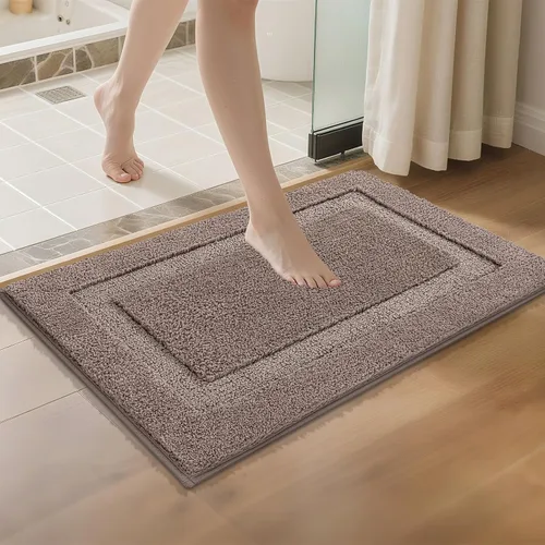 Miniatura 13 de SHACOS Alfombras de baño súper suaves y esponjosas de 24"x36" antideslizantes, lavables, alfombras de baño absorbentes, alfombras para suelo de Gris
