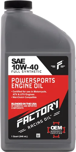 Miniatura 3 de Kit de cambio de aceite Factory Racing Parts compatible con Yamaha Grizzly, Kodiak – Incluye 3 cuartos de aceite sintético completo SAE 10W-40, 1