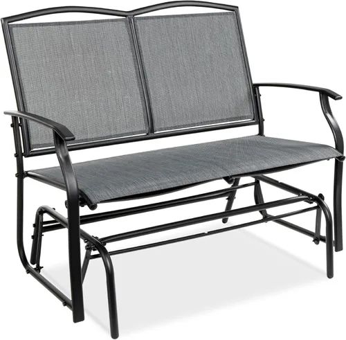 Best Choice Products – Banco mecedora para 2 personas, para patio al aire libre, marco de acero con tela textilene, asiento deslizante para Gris