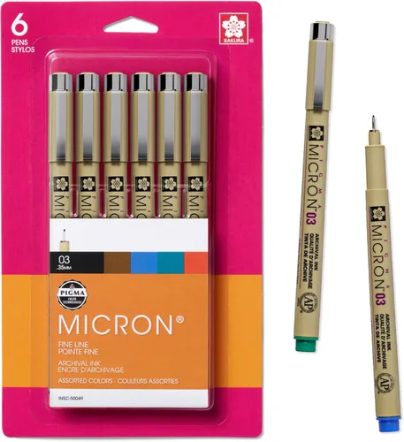 Miniatura 10 de SAKURA 30065 Pigma Micron (6 piezas Los colores pueden variar) Juego de bolígrafos de tinta 05