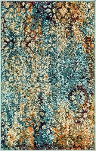 Miniatura 15 de Unique Loom Vita Collection - Alfombra tradicional saturada de medallones florales saturados sobre teñidos, 2 pies 2 pulgadas x 3 pies, azul Azul
