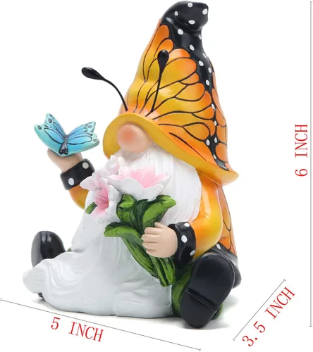 Miniatura 8 de Hodao Decoraciones de gnomos de mariposa de primavera para mesa del hogar, porche, jardín, patio, mariposa, elfo, decoración de figuras de gnomos