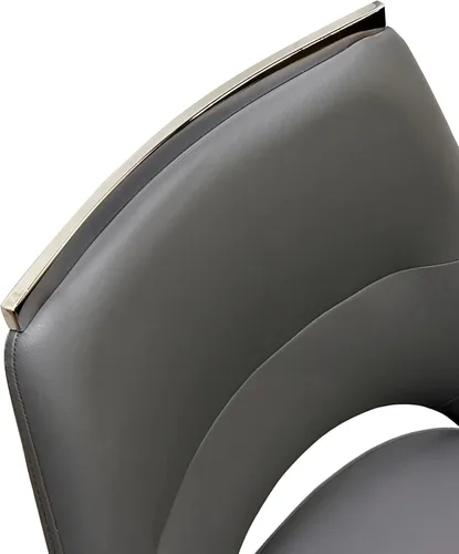 Miniatura 8 de Atlas Silla de comedor giratoria tapizada con brazos Asiento acolchado de cocina Patas cromadas pulidas en base giratoria Tapicería de tela