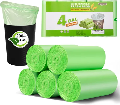Miniatura 9 de Inwaysin - Mini bolsas de basura de 1.2 galones, bolsas de basura pequeñas, 6 litros, 100 bolsas, verde transparente