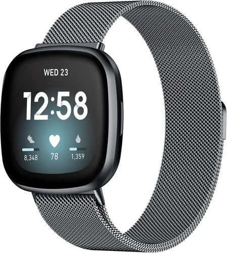 Miniatura 10 de Compatible con Correas Fitbit Sense Versa 4 Sense 2 y Versa 3 para Hombres Mujeres, Correa de Reemplazo de Malla Metálica Transpirable de Acero