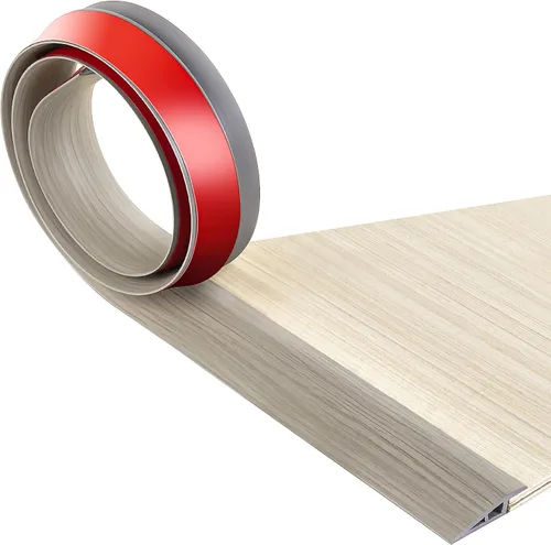 Miniatura 12 de BNELL Tira de transición de suelo autoadhesiva de PVC para alfombras y bordes de piso, transición de umbral adecuada para altura de umbral de menos