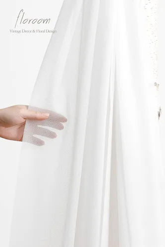 Miniatura 5 de Floroom Tela drapeada de arco de boda, 2 paneles de 19 pies, cortinas de tela de gasa blanca, decoración de ceremonia de boda, recepción Blanco