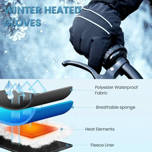 Miniatura 6 de Rechargeable Heated Gloves Touchscreen Gloves for Women and Men with Battery XXL