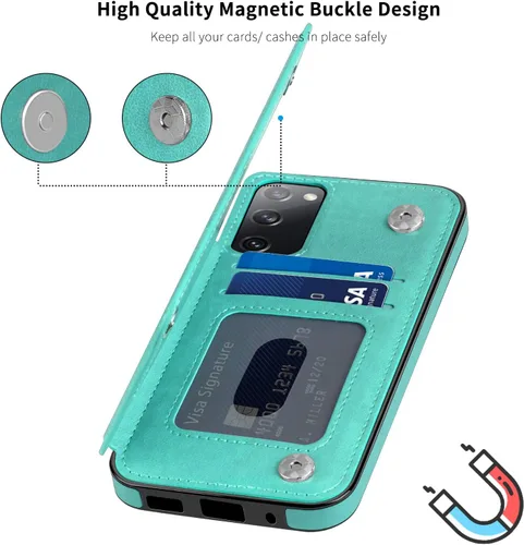 Miniatura 4 de COOYA Funda para Samsung Galaxy S20 FE 5G - Funda tipo cartera con tarjetero, piel sintética de alta calidad, cierre magnético, funda protectora