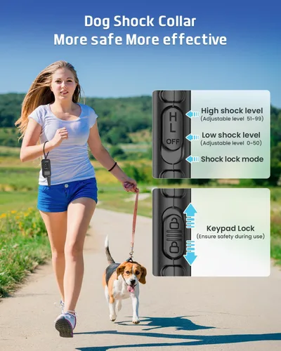 Miniatura 3 de SLOPEHILL Collar de entrenamiento para perros con mando a distancia, collar electrónico de choque para perro con pitido, vibración, choque, luz