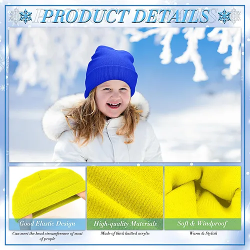Miniatura 5 de Handepo 60 unidades de gorro y guantes de invierno para niños, sombreros de punto a granel, guantes cálidos unisex para clima frío, regalos