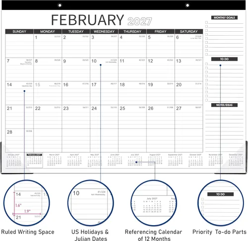 Miniatura 3 de Calendario de escritorio 2026-2026, enero 2026 - diciembre 2026, 12 blocs mensuales de escritorio/calendario de pared 2 en 1, 17 x 12 pulgadas